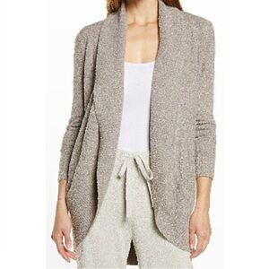 Barefoot Dreams CozyChic Lite knit Cozy Circle Cardigan Taupe beige Open Front